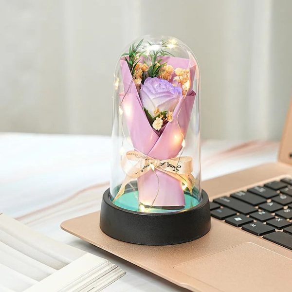 Everlasting Rose LED Glass Dome Bouquet Romantic Decorative Ornament for Valentine’s Day and Home Everlasting Rose LED Glass Dome Bouquet Romantic Decorative Ornament for Valentine’s Day and Home