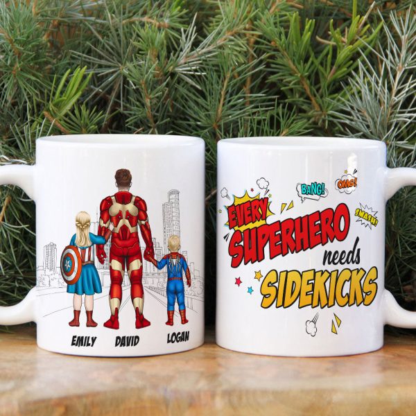 Every hero Needs A Sidekick Personalized Mug Gift For Dad Every hero Needs A Sidekick Personalized Mug Gift For Dad
