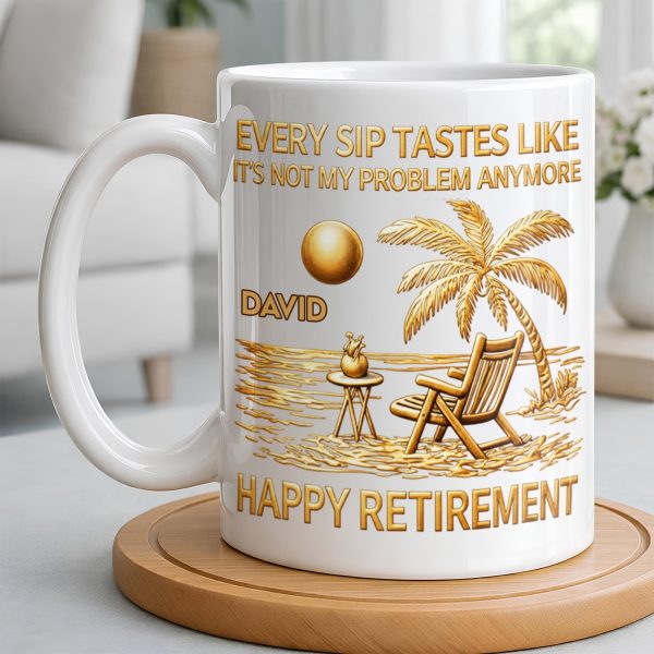 Every Sip Tastes Like Happy Retirement Palm Tree and Beach Design - Personalized Custom Coffee Mug - RETIRE014_MG Every Sip Tastes Like Happy Retirement Palm Tree and Beach Design - Personalized Custom Coffee Mug - RETIRE014_MG