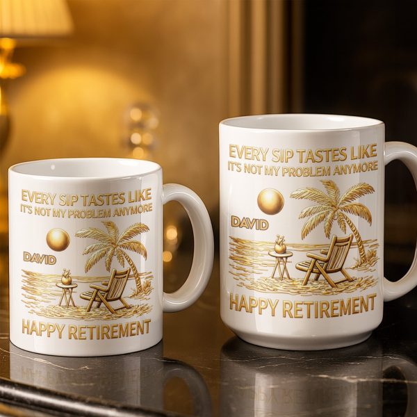 Every Sip Tastes Like Happy Retirement Palm Tree and Beach Design - Personalized Custom Coffee Mug - RETIRE014_MG Every Sip Tastes Like Happy Retirement Palm Tree and Beach Design - Personalized Custom Coffee Mug - RETIRE014_MG