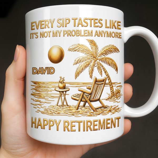 Every Sip Tastes Like Happy Retirement Palm Tree and Beach Design - Personalized Custom Coffee Mug - RETIRE014_MG Every Sip Tastes Like Happy Retirement Palm Tree and Beach Design - Personalized Custom Coffee Mug - RETIRE014_MG