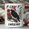 F-CAW-F Christmas Raven Personalized Mug, Holiday Crow Festive Gift with Custom Name F-CAW-F Christmas Raven Personalized Mug, Holiday Crow Festive Gift with Custom Name