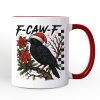 F-CAW-F Christmas Raven Personalized Mug, Holiday Crow Festive Gift with Custom Name F-CAW-F Christmas Raven Personalized Mug, Holiday Crow Festive Gift with Custom Name