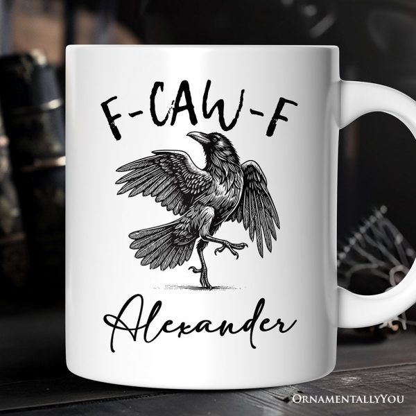 F-CAW-F Gothic Raven Personalized Mug, Snarky Halloween Gift with Custom Name F-CAW-F Gothic Raven Personalized Mug, Snarky Halloween Gift with Custom Name