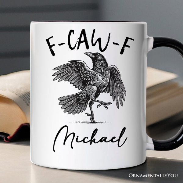 F-CAW-F Gothic Raven Personalized Mug, Snarky Halloween Gift with Custom Name F-CAW-F Gothic Raven Personalized Mug, Snarky Halloween Gift with Custom Name
