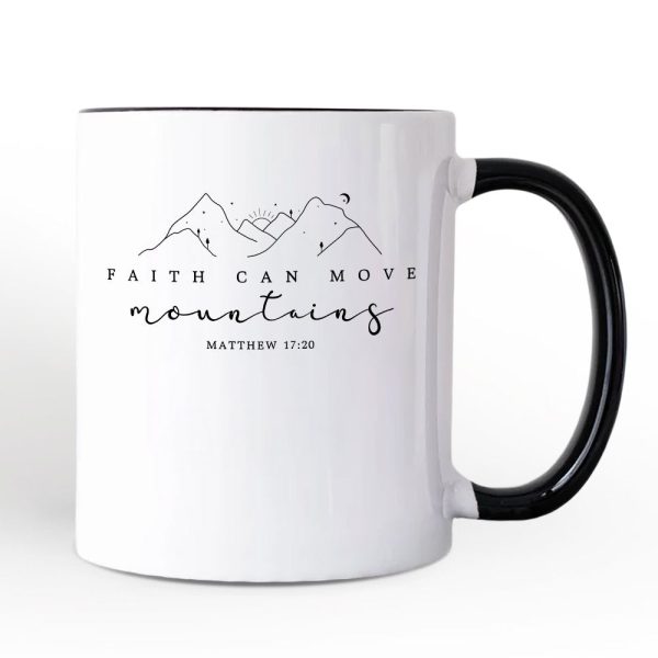 Faith Can Move Mountains Matthew 1720 Christian Personalized Mug, Minimalist Mountain Religious Gift with Custom Name Faith Can Move Mountains Matthew 1720 Christian Personalized Mug, Minimalist Mountain Religious Gift with Custom Name