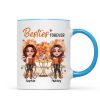 Fall Season Besties Sisters Sitting Table Personalized Mug