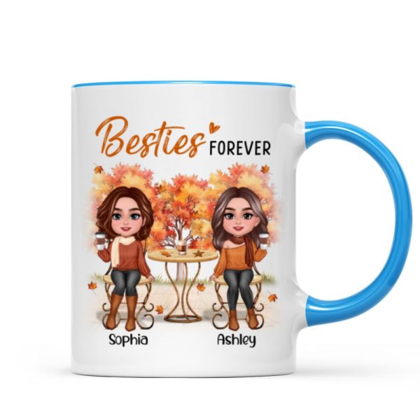 Fall Season Besties Sisters Sitting Table Personalized Mug