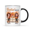 Fall Season Besties Sisters Sitting Table Personalized Mug