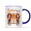 Fall Season Besties Sisters Sitting Table Personalized Mug