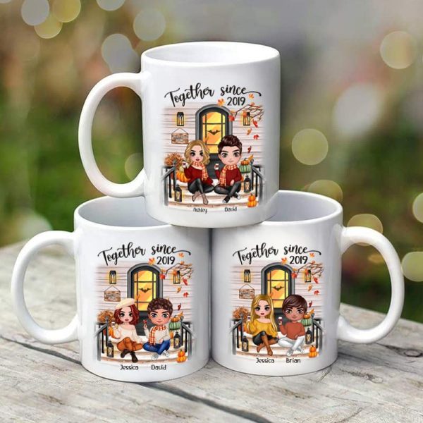 Fall Season Couple Front Porch Personalized Mug Fall Season Couple Front Porch Personalized Mug