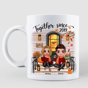 Fall Season Couple Front Porch Personalized Mug