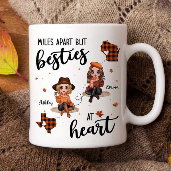 Fall Season Plaid Long Distance Doll Besties Personalized Mug Fall Season Plaid Long Distance Doll Besties Personalized Mug