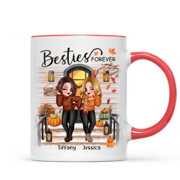 Fall Season Pretty Standing Best Friends Sisters Front Porch Personalized Mug (11oz) Fall Season Pretty Standing Best Friends Sisters Front Porch Personalized Mug (11oz)