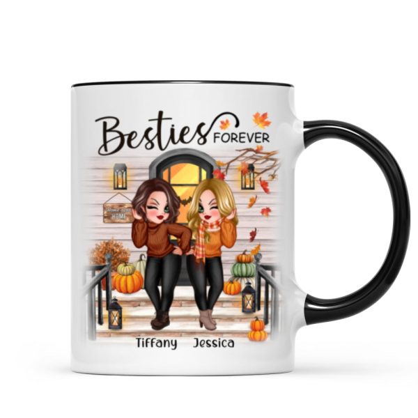 Fall Season Pretty Standing Best Friends Sisters Front Porch Personalized Mug (11oz) Fall Season Pretty Standing Best Friends Sisters Front Porch Personalized Mug (11oz)