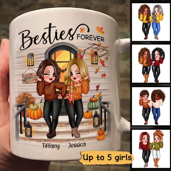 Fall Season Pretty Standing Best Friends Sisters Front Porch Personalized Mug (11oz) Fall Season Pretty Standing Best Friends Sisters Front Porch Personalized Mug (11oz)