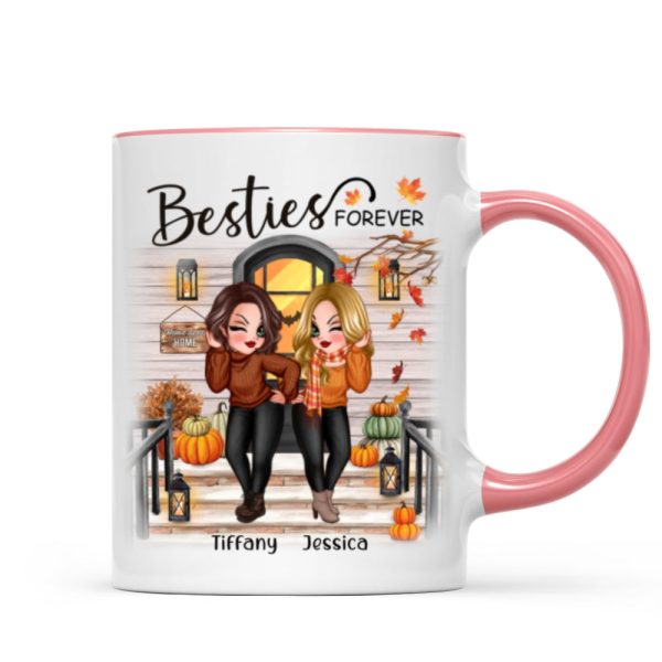 Fall Season Pretty Standing Best Friends Sisters Front Porch Personalized Mug (11oz) Fall Season Pretty Standing Best Friends Sisters Front Porch Personalized Mug (11oz)