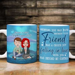 Falling In Love With You, Anniversary Couple Chilling White Edge to Edge Mug