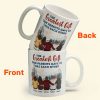 Family Mug with Illustration & Quote, siblings sitting in a snowy mountain scene, a unique gift for Mom & Dad