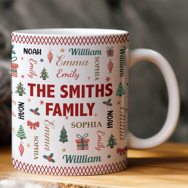 Family Name Word Christmas Theme - Personalized Mug Family Name Word Christmas Theme - Personalized Mug