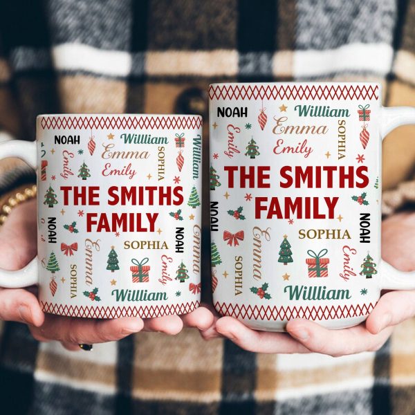 Family Name Word Christmas Theme - Personalized Mug Family Name Word Christmas Theme - Personalized Mug