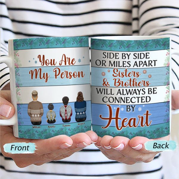 Family Side By Side Or Miles Apart Brothers And Sisters - Christmas Gift For Siblings - Personalized Custom White Edge-to-Edge Mug Family Side By Side Or Miles Apart Brothers And Sisters - Christmas Gift For Siblings - Personalized Custom White Edge-to-Edge Mug
