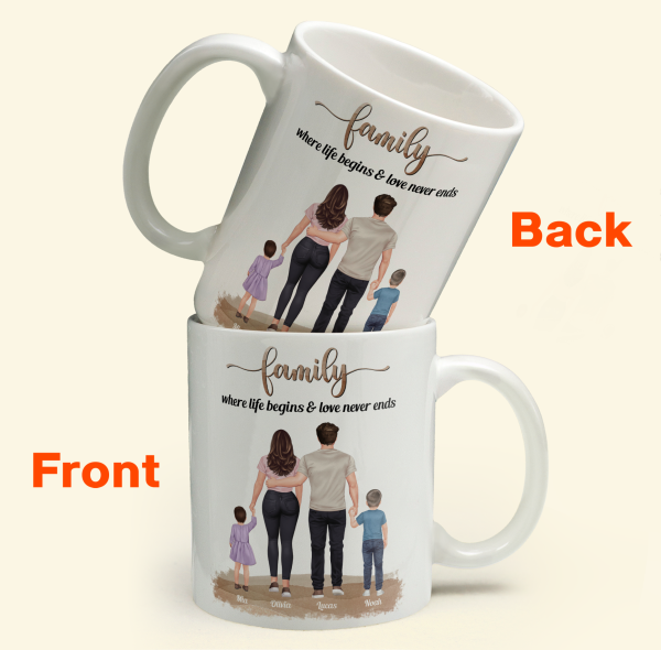 Family, Where Life Begins & Love Never Ends - Personalized Mug Family, Where Life Begins & Love Never Ends - Personalized Mug