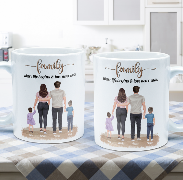 Family, Where Life Begins & Love Never Ends - Personalized Mug Family, Where Life Begins & Love Never Ends - Personalized Mug