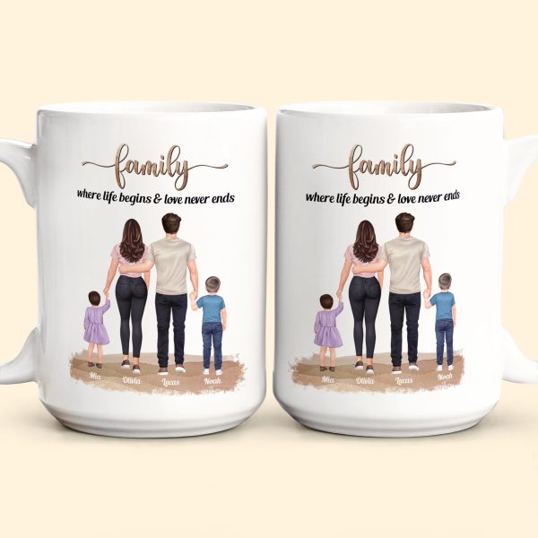 Family, Where Life Begins & Love Never Ends - Personalized Mug Family, Where Life Begins & Love Never Ends - Personalized Mug