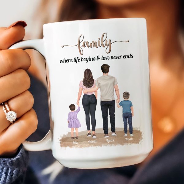 Family, Where Life Begins & Love Never Ends - Personalized Mug Family, Where Life Begins & Love Never Ends - Personalized Mug