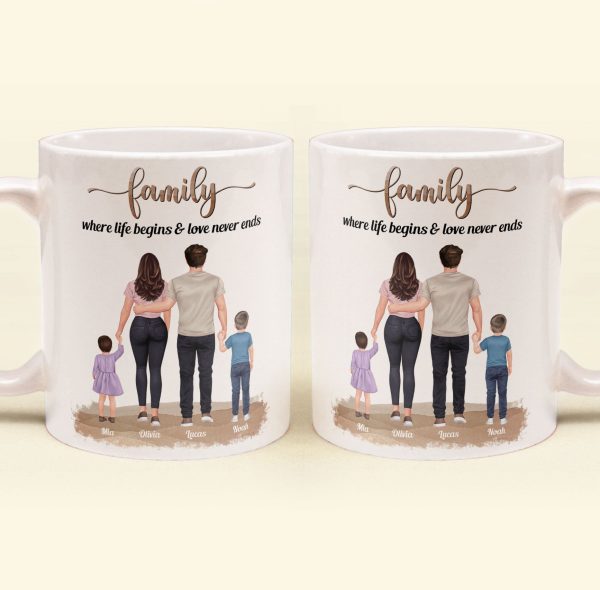 Family, Where Life Begins & Love Never Ends - Personalized Mug Family, Where Life Begins & Love Never Ends - Personalized Mug