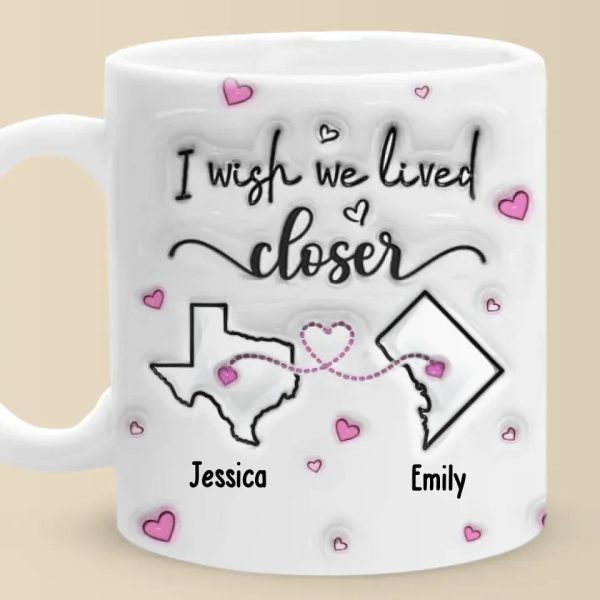 Far But Never Forgotten - Bestie Personalized Custom 3D Inflated Effect Printed Mug - Gift For Best Friends, BFF, Sisters