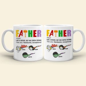 Father Like A Father But Has Super Sperms Personalized Father's White Mug, Gift For Father
