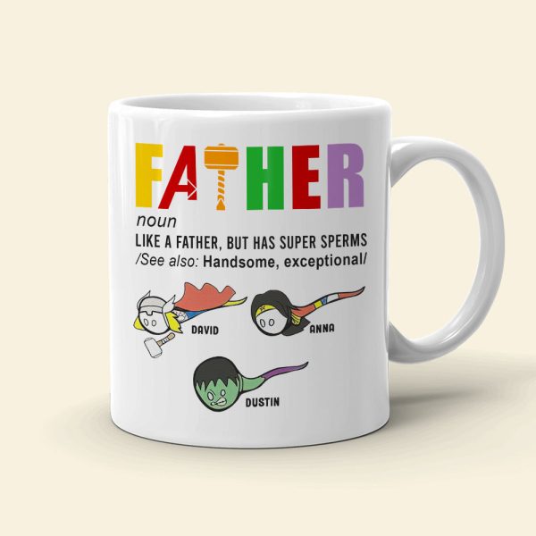 Father Like A Father But Has Super Sperms Personalized Father's White Mug, Gift For Father