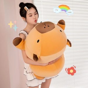Fatty Long Capybara Plush Pillow - Kawaii Round Aquatic Cartoon Bolster Gift