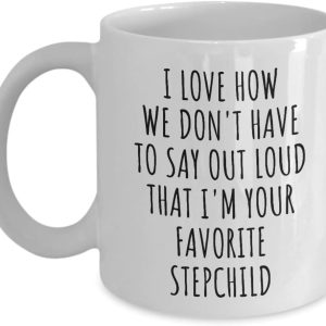 Favorite Stepchild Coffee Mug Funny Gift for Stepmom Stepdad from Stepdaughter Stepson, Mothers Day Birthday Gift