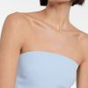 Feather-trimmed Bandeau Neck A-line Mini Dress Feather-trimmed Bandeau Neck A-line Mini Dress