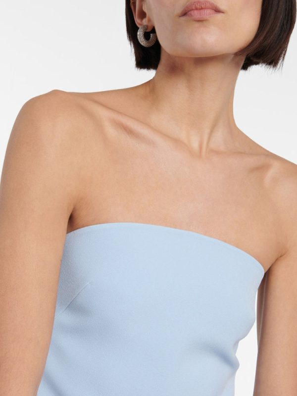 Feather-trimmed Bandeau Neck A-line Mini Dress Feather-trimmed Bandeau Neck A-line Mini Dress