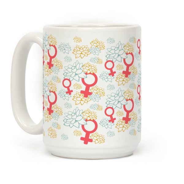 Female Symbol and Lotus Flowers Pattern Coffee Mug Female Symbol and Lotus Flowers Pattern Coffee Mug