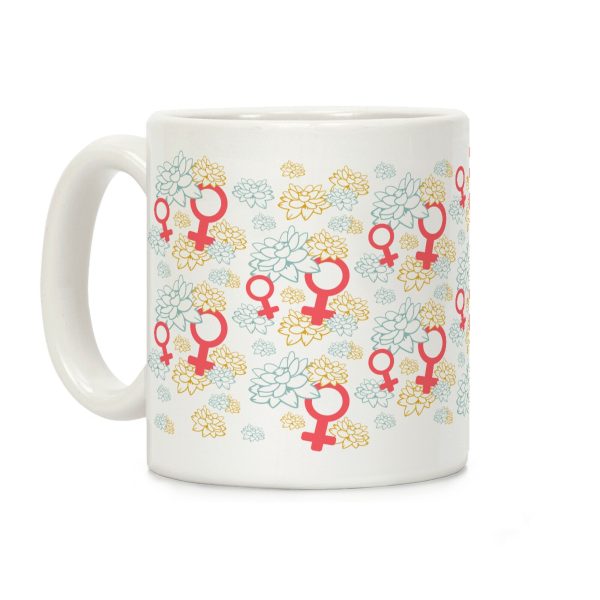 Female Symbol and Lotus Flowers Pattern Coffee Mug Female Symbol and Lotus Flowers Pattern Coffee Mug