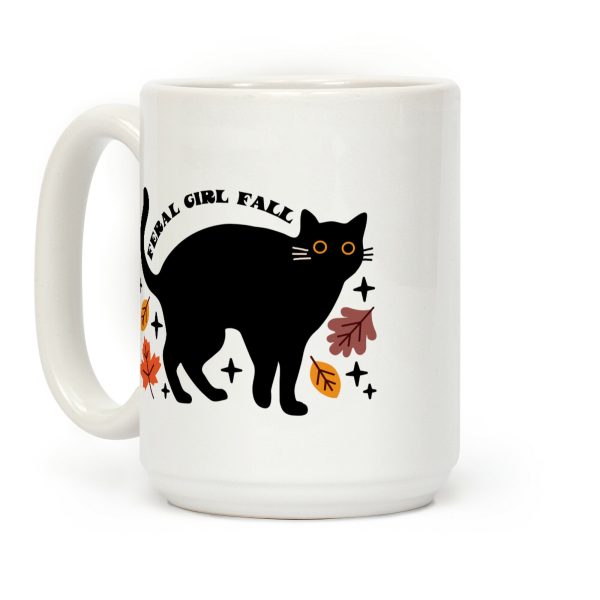 Feral Girl Fall Black Cat Coffee Mug Feral Girl Fall Black Cat Coffee Mug
