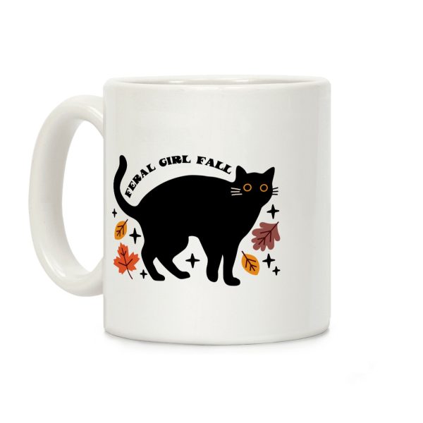Feral Girl Fall Black Cat Coffee Mug Feral Girl Fall Black Cat Coffee Mug