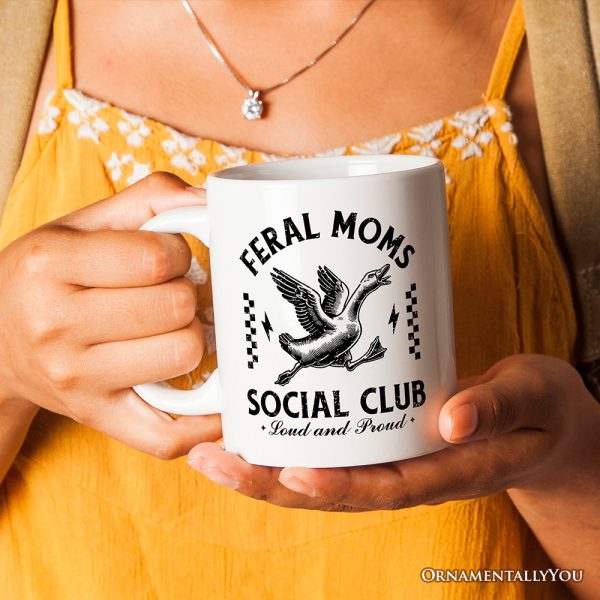 Feral Moms Social Club Personalized Mug , Funny Goose Gift for Mothers with Custom Name Feral Moms Social Club Personalized Mug , Funny Goose Gift for Mothers with Custom Name