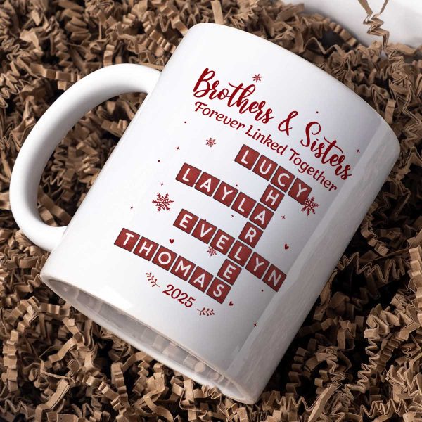 Festive Christmas Brothers Sisters Crossword Puzzle Art - Personalized Mug - Christmas Gift For Siblings, Brothers, Sisters Festive Christmas Brothers Sisters Crossword Puzzle Art - Personalized Mug - Christmas Gift For Siblings, Brothers, Sisters