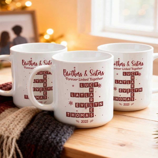 Festive Christmas Brothers Sisters Crossword Puzzle Art - Personalized Mug - Christmas Gift For Siblings, Brothers, Sisters Festive Christmas Brothers Sisters Crossword Puzzle Art - Personalized Mug - Christmas Gift For Siblings, Brothers, Sisters