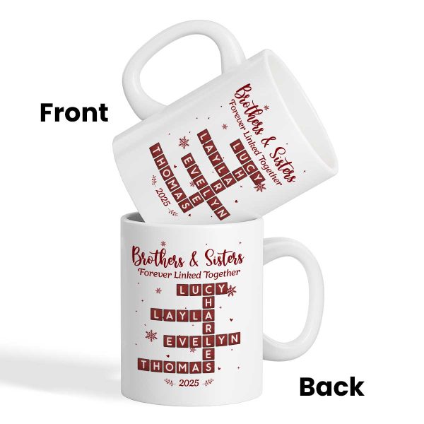 Festive Christmas Brothers Sisters Crossword Puzzle Art - Personalized Mug - Christmas Gift For Siblings, Brothers, Sisters Festive Christmas Brothers Sisters Crossword Puzzle Art - Personalized Mug - Christmas Gift For Siblings, Brothers, Sisters