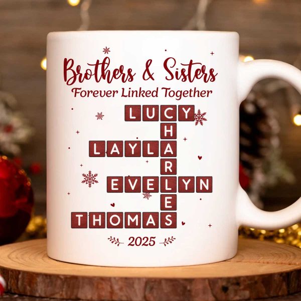 Festive Christmas Brothers Sisters Crossword Puzzle Art - Personalized Mug - Christmas Gift For Siblings, Brothers, Sisters Festive Christmas Brothers Sisters Crossword Puzzle Art - Personalized Mug - Christmas Gift For Siblings, Brothers, Sisters