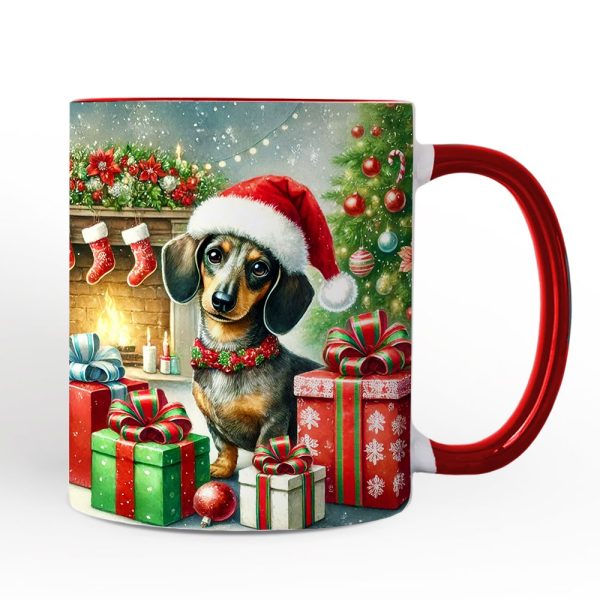 Festive Dachshund Delight Personalized Mug, Joyful Christmas Gift with Custom Name Festive Dachshund Delight Personalized Mug, Joyful Christmas Gift with Custom Name
