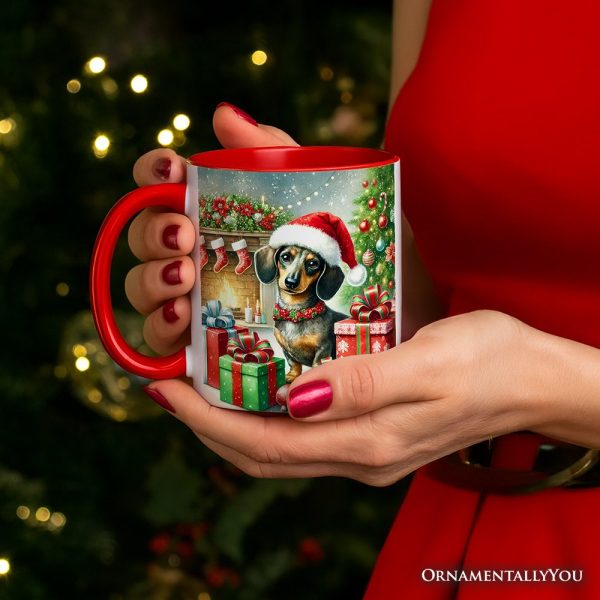 Festive Dachshund Delight Personalized Mug, Joyful Christmas Gift with Custom Name Festive Dachshund Delight Personalized Mug, Joyful Christmas Gift with Custom Name