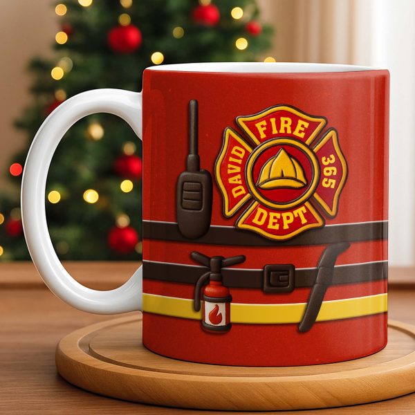 Fire Department 365 Days On Duty Badge and Tools - Personalized Custom Coffee Mug - DAD272_MG Fire Department 365 Days On Duty Badge and Tools - Personalized Custom Coffee Mug - DAD272_MG